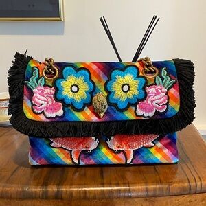 Kurt Geiger Multicolor Embroidered Shoulder Bag, Beautiful Koi Fish